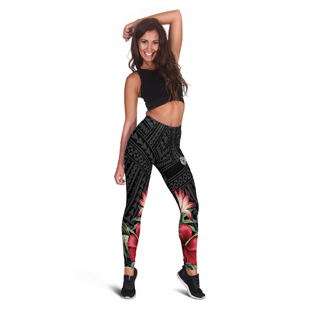 American Samoa Polynesian Legging - Tropical Vintage Hibiscus