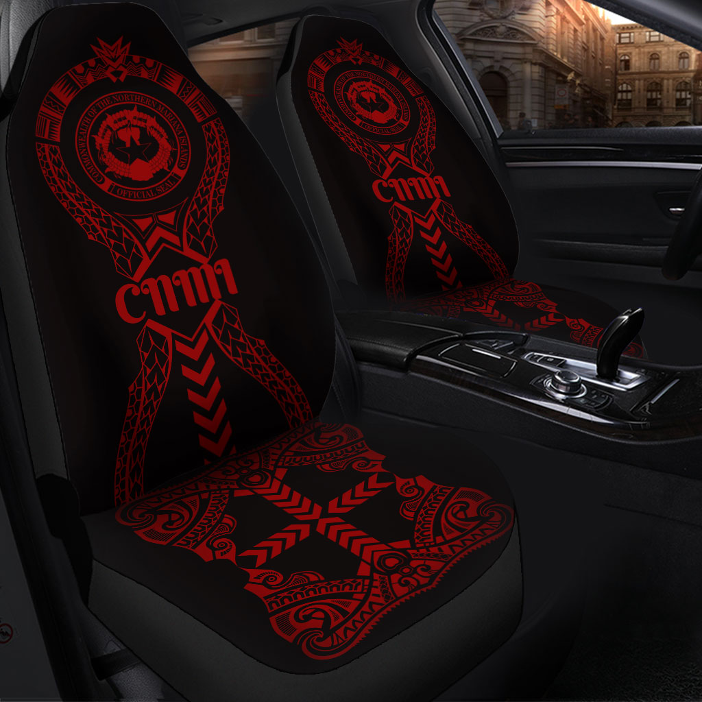 Northern Mariana Islands Car Seat Covers - CNMI Seal Micronesian Tribal Red