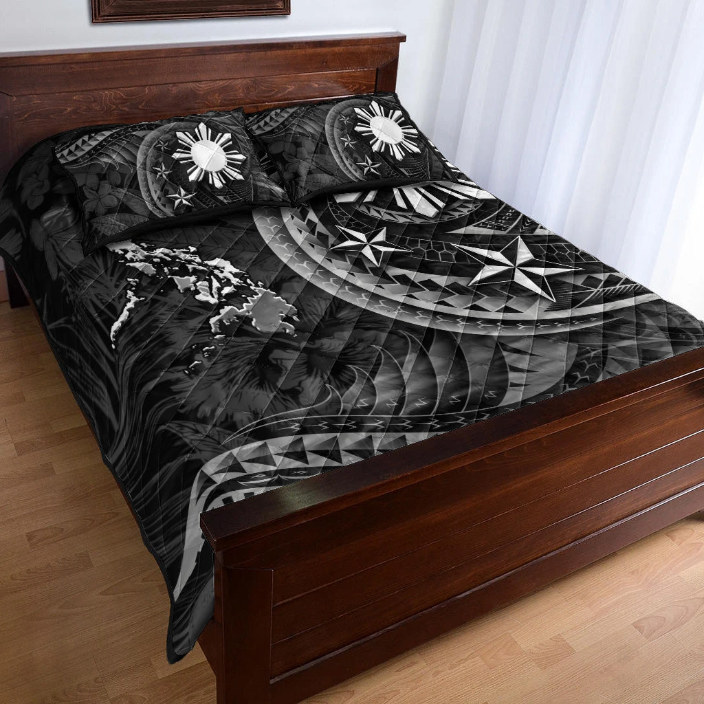 Philippines Filipinos Quilt Bed Set Philippines Sun Tribal Patterns Tropical Flowers Curve Style