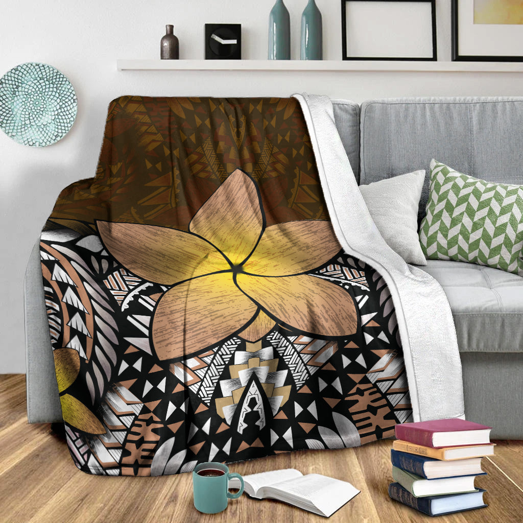 Hawaii Premium Blanket Hawaii Plumeria Polynesian Traditional Patterns Vintage Version