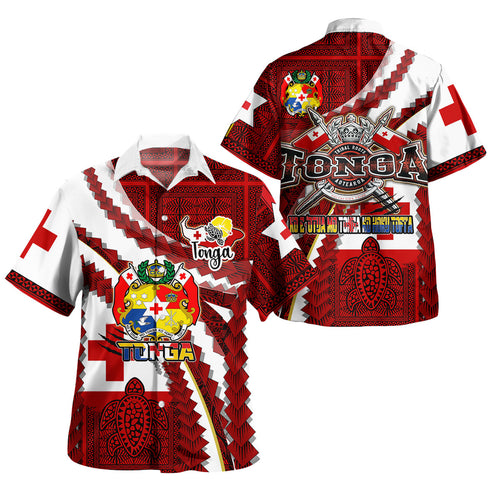 Tonga Aotearoa Tribal Roots Short Sleeve Shirt - Custom Tonga Polynesian Pride With Coat Of Arms And Tonga Map Kupesi Short Sleeve Shirt