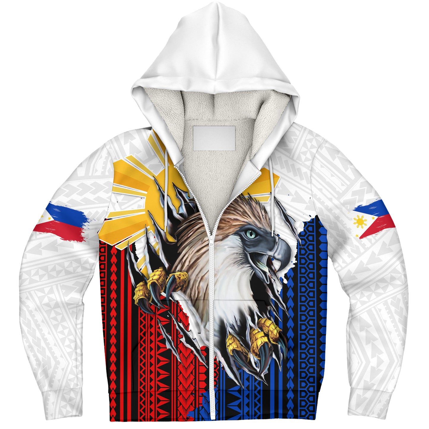 Philippines Filipinos Sherpa Hoodie Eagle Claws Scratching Grunge Style