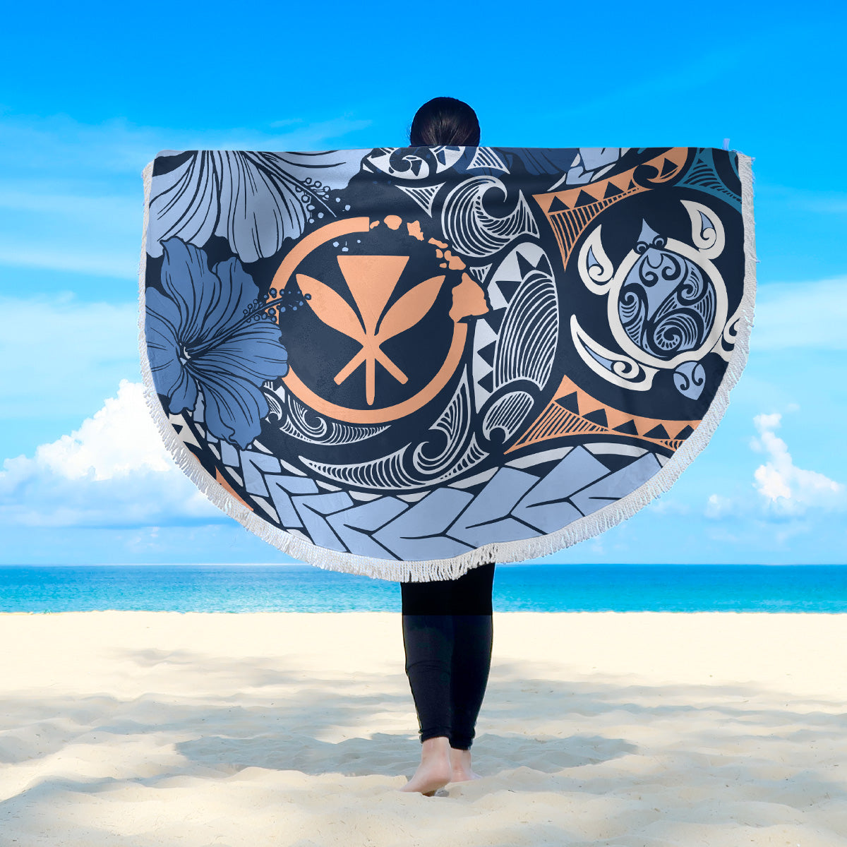 Hawaii Beach Blanket Kanaka Maoli Tribal Pattern