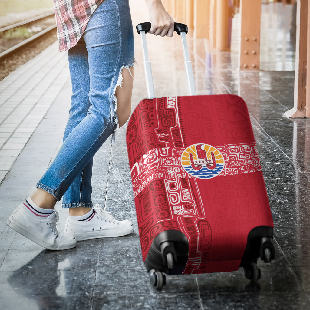 Tahiti Luggage Cover French Polynesia Pattern Vintage Style
