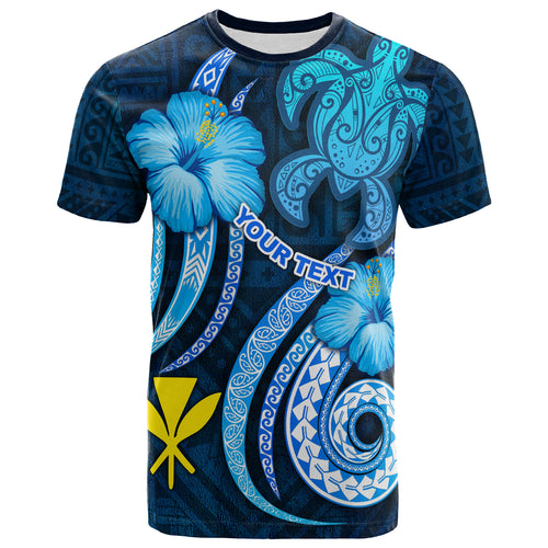 Hawaii Kanaka Maoli Personalised T-Shirts - Turtle and Tribal Tattoo Of Polynesian