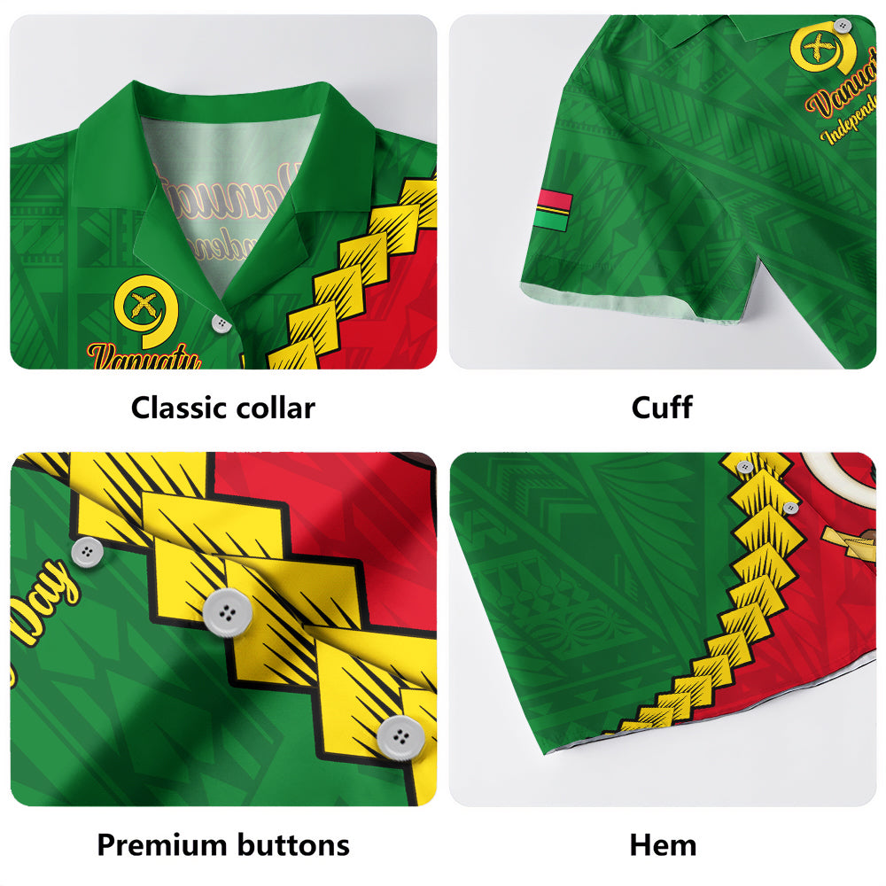 Vanuatu Hawaiian Shirt Tribal Coat Of Arms With Flag Independence Day