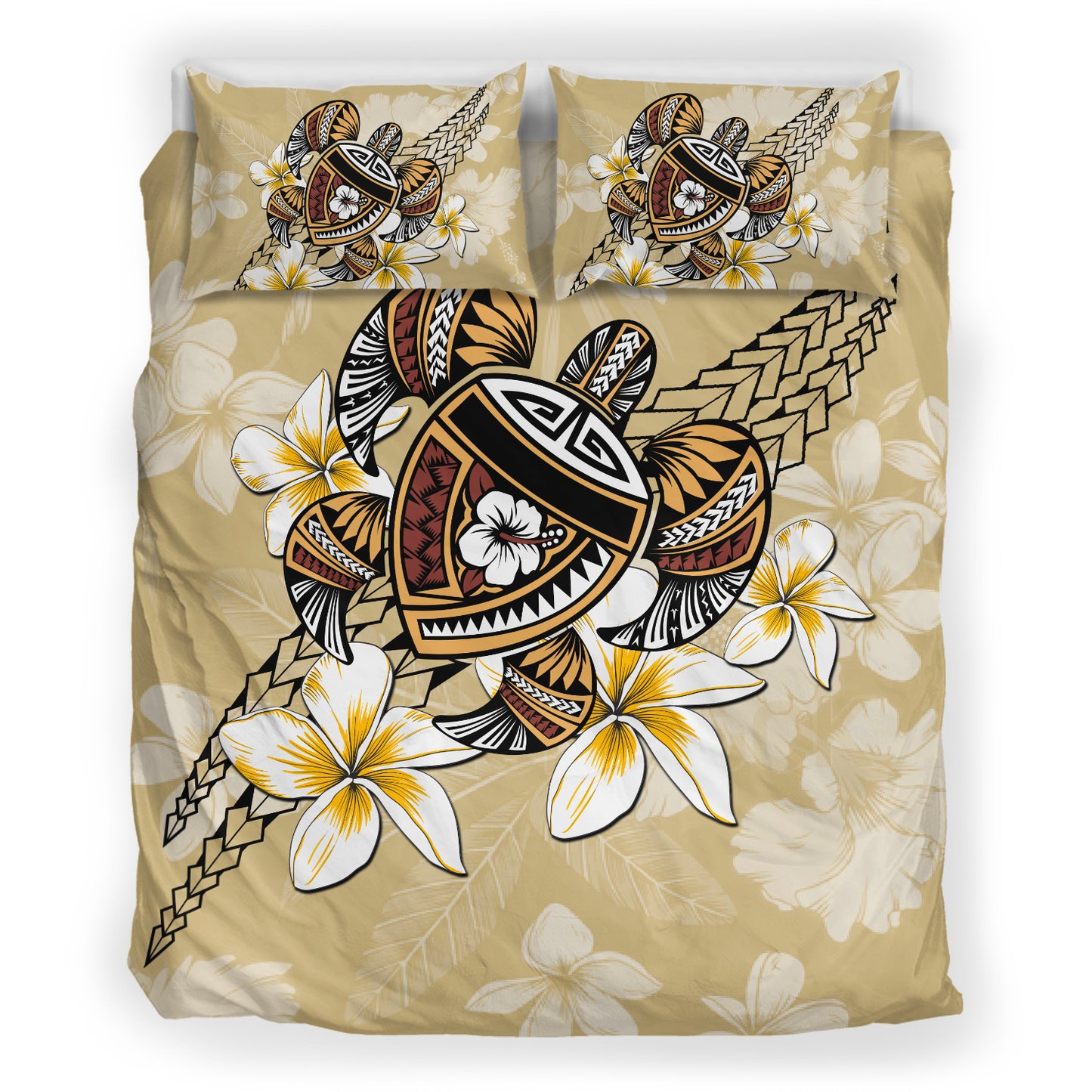 Hawaii Bedding Set Turtle Polynesian Plumeria