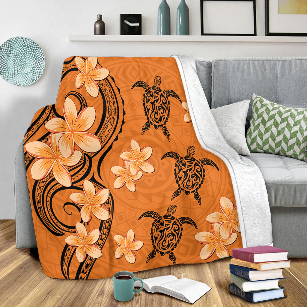 Hawaii Premium Blanket Tribal Tattoo Polynesia Plumeria Flower