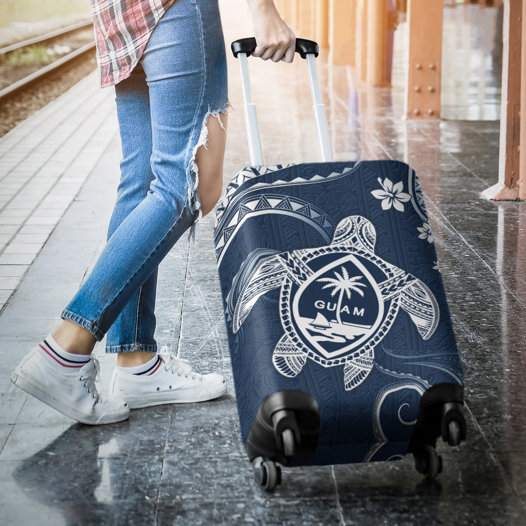 Guam Luggage Cover Turtle Polynesian Pattern Blue Ver