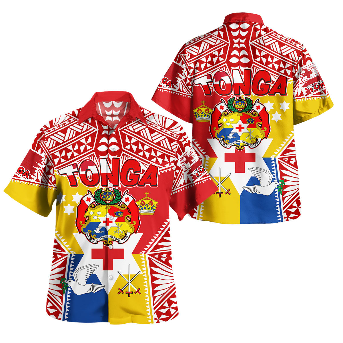 Tonga Polynesian Hawaiian Shirt - Custom Tonga Pride Royal Standard Of Tonga Hawaiian Shirt