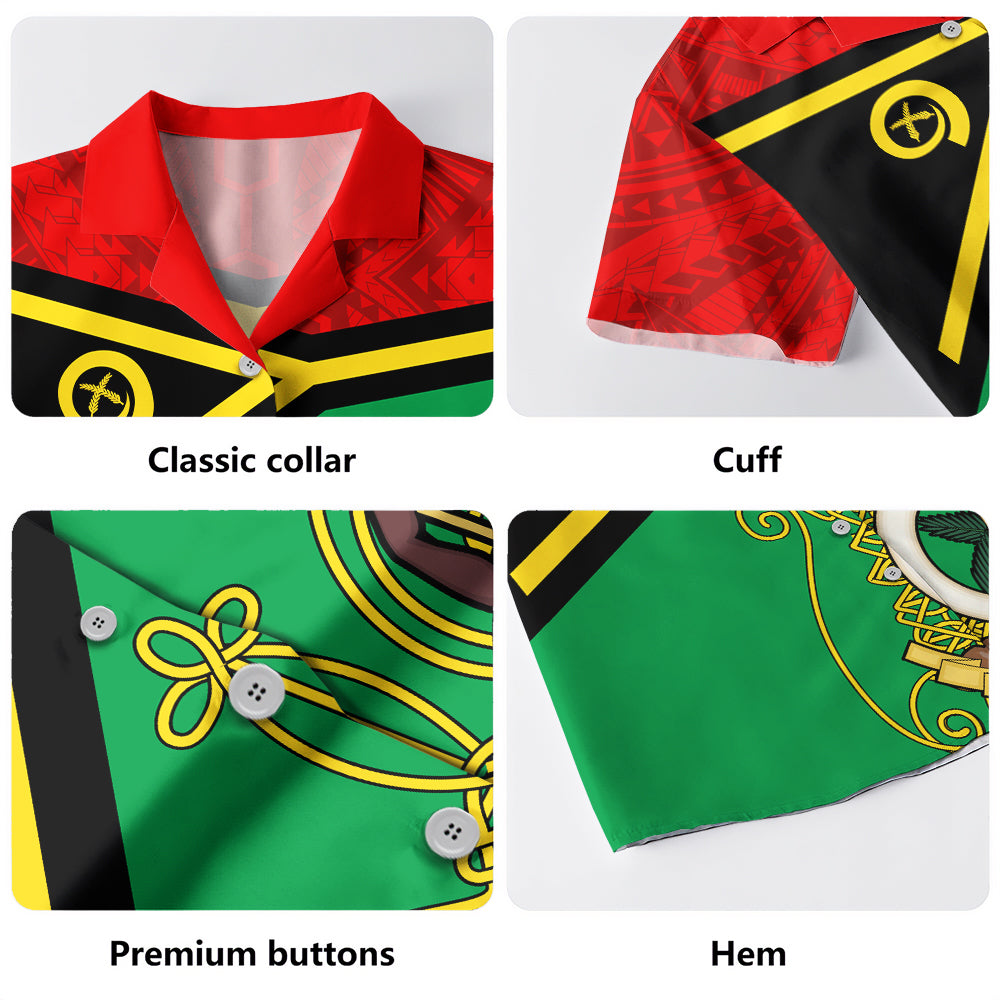 Vanuatu Hawaiian Shirt Melanesia Flag And Coat Of Arms