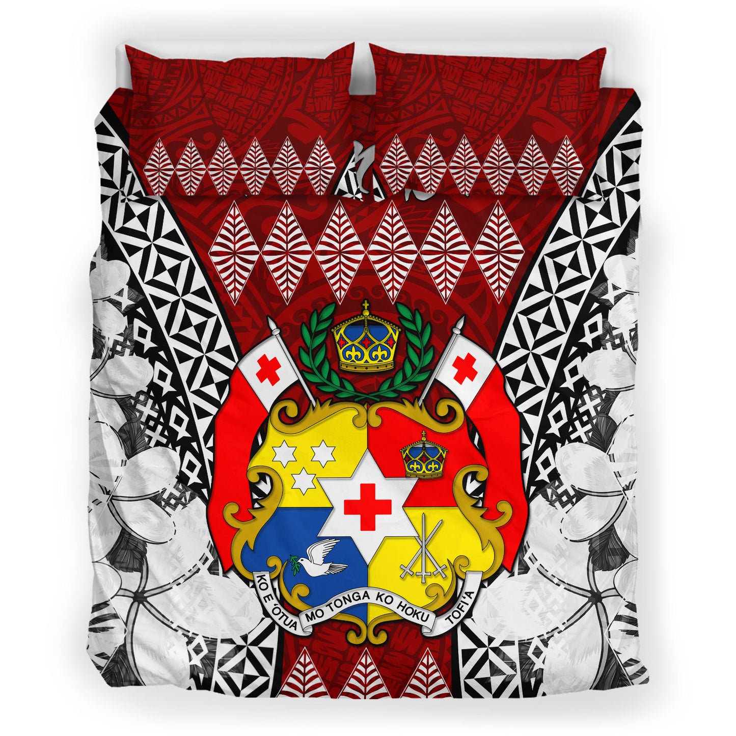 Tonga Bedding Set - Pattern Inspired By Tonga And Polynesian With Coat Of Arms