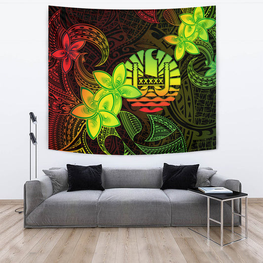 Tahiti Tapestry Plumeria Flowers Vintage Style Reggae Colors