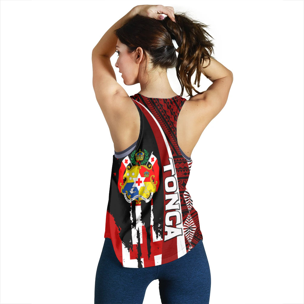 Tonga Women Racerback Tank - Coat Of Arms Tapa Tonga Patterns