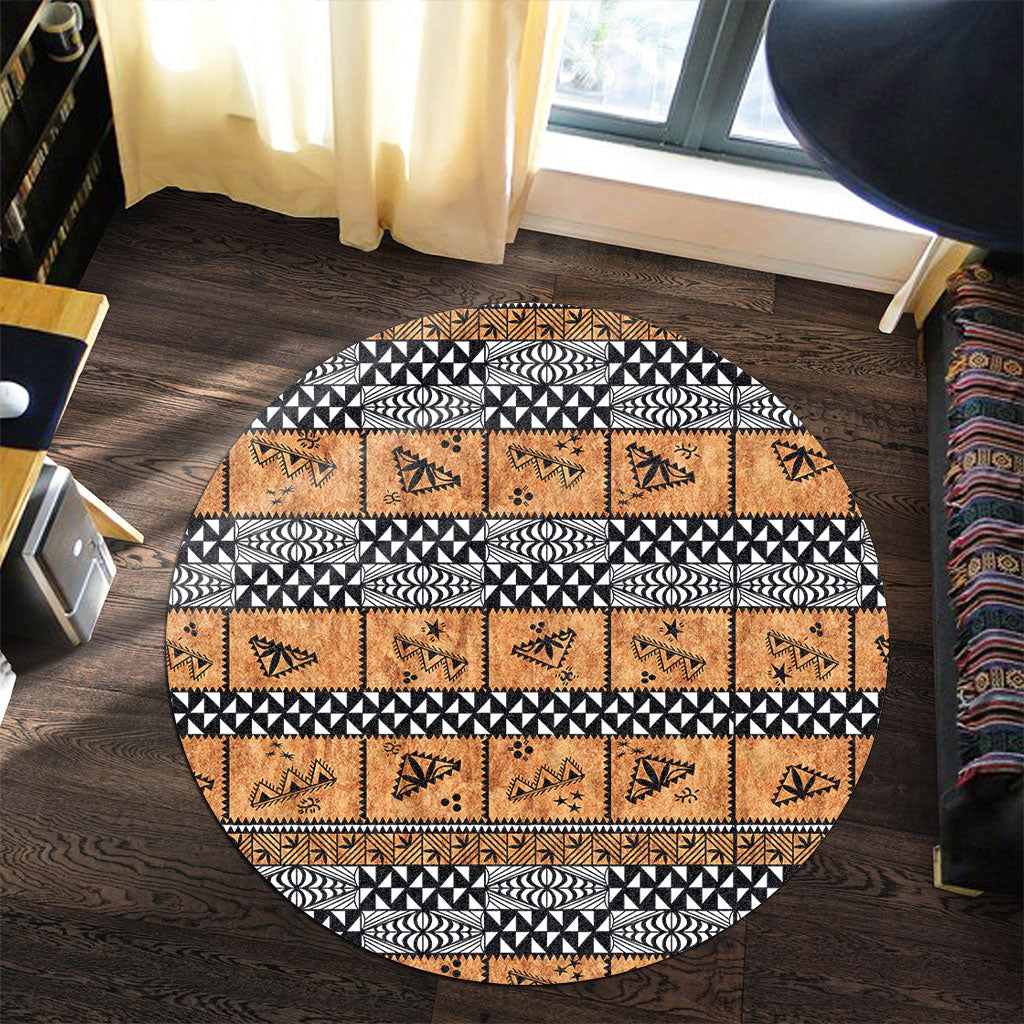 Tonga Round Rug Tapa Pattern