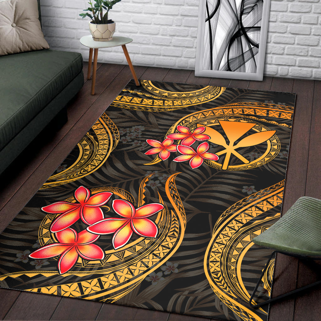 Hawaii Polynesian Area Rug - Gold Plumeria