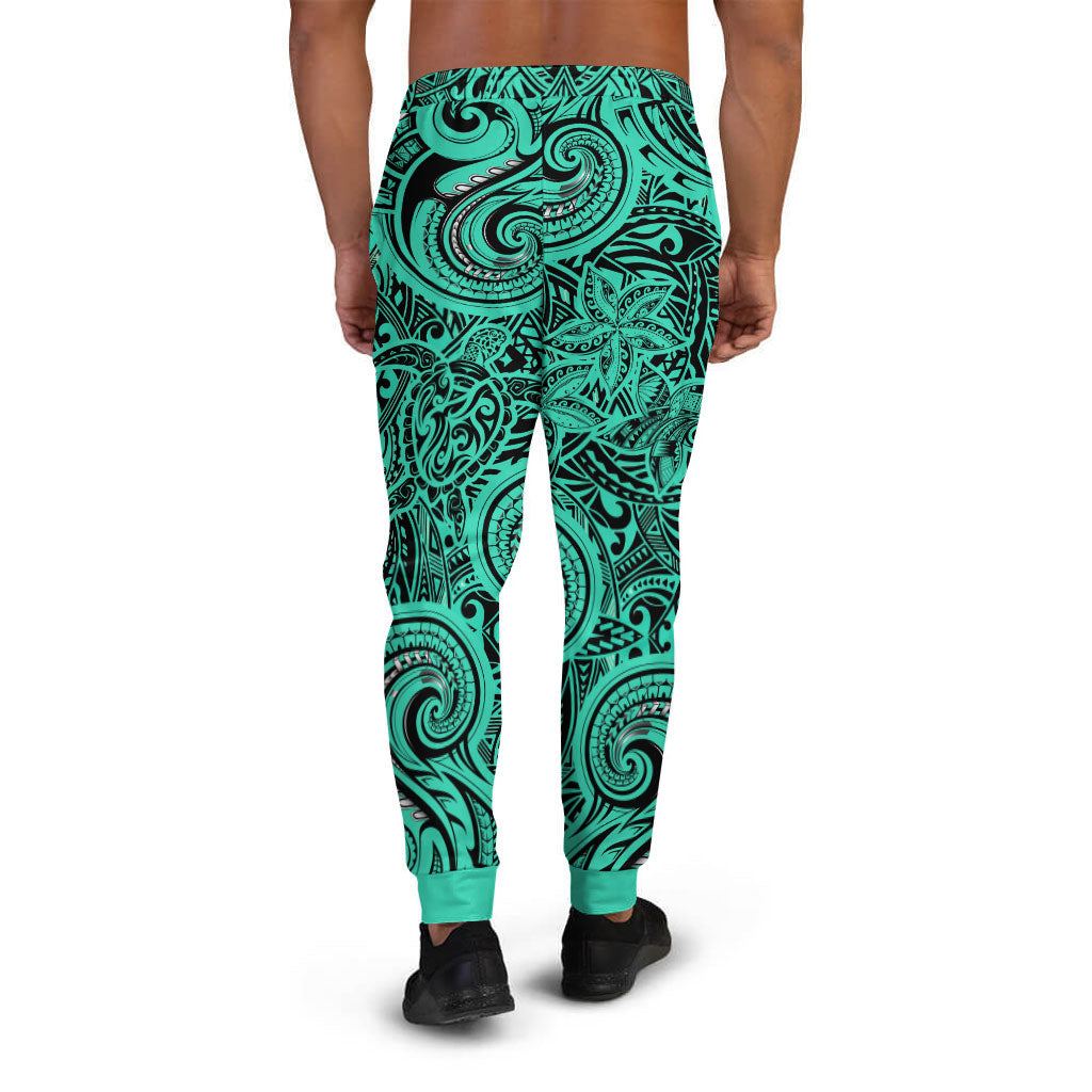 Polynesian Wave Jogger - Polynesian Wave  Tattoo With  With Sea Turtle And Hibiscus