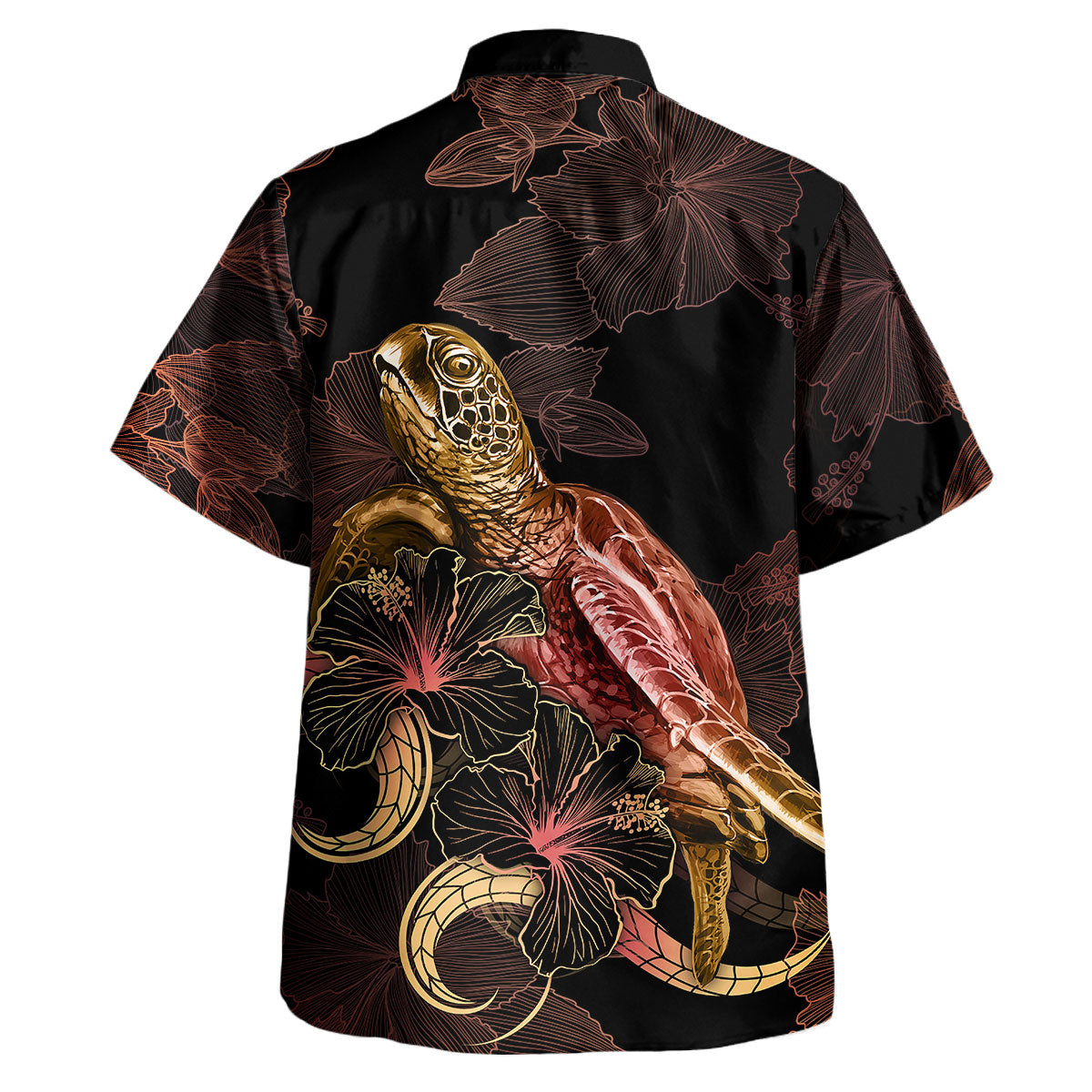 American Samoa Hawaiian Shirt - Custom American Samoa Seal With Turtle Blooming Hibiscus Gold