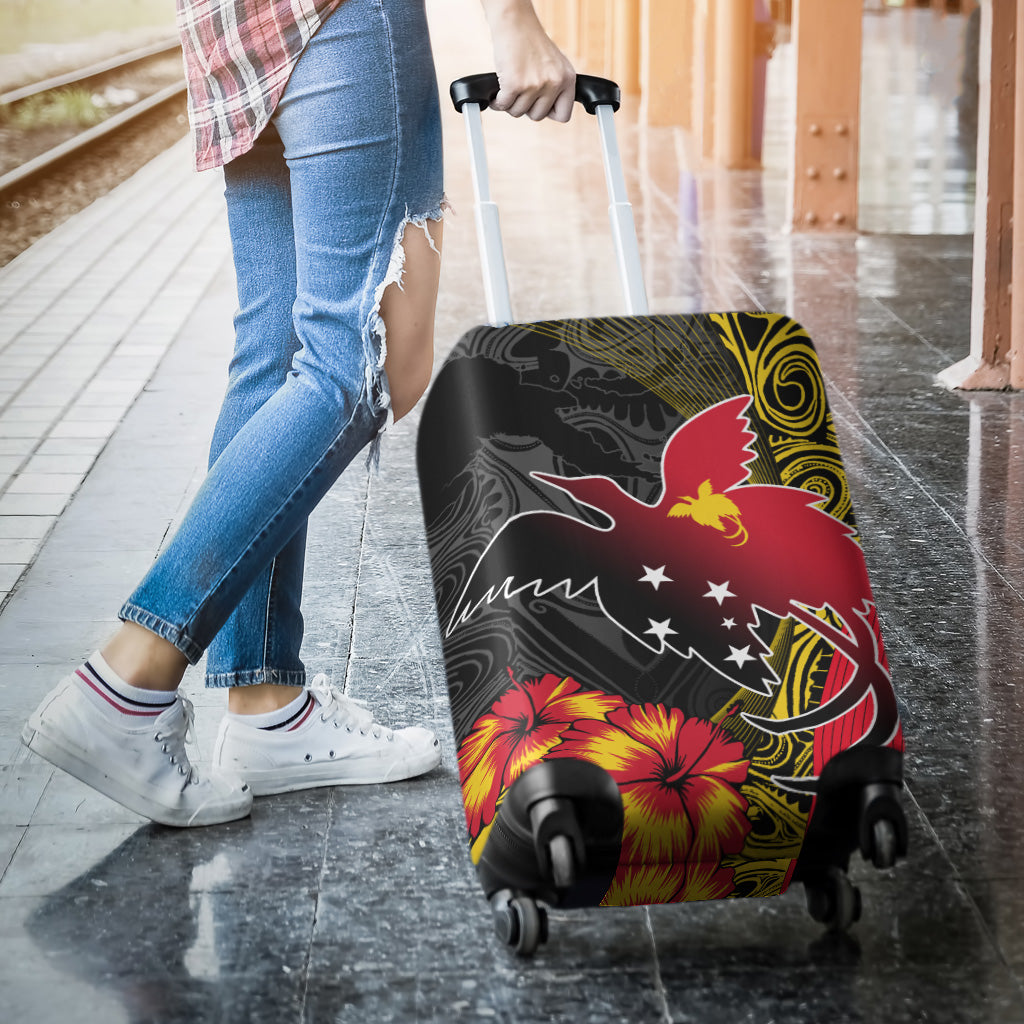 Papua New Guinea Luggage Cover Paradise Bird With Tribal Pattern