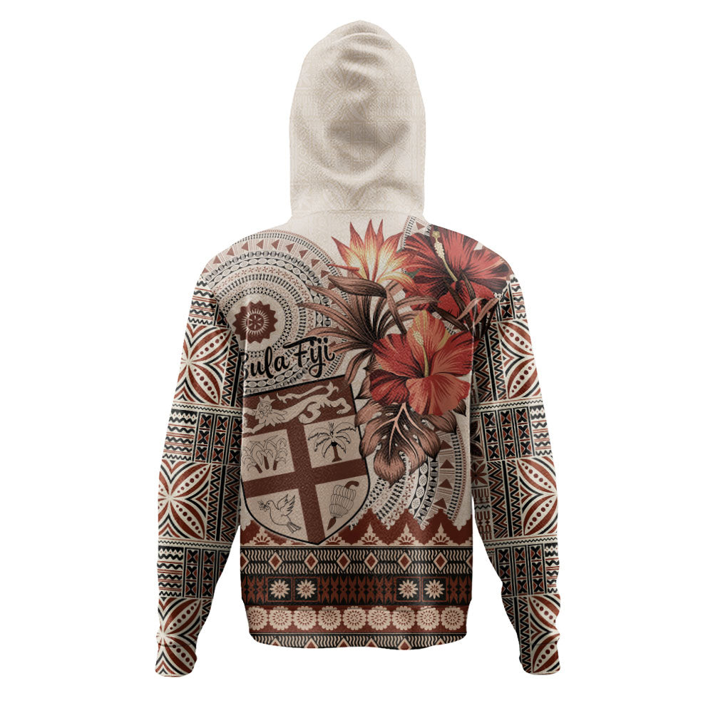 Fiji Hoodie Bula Tribal Print Beige
