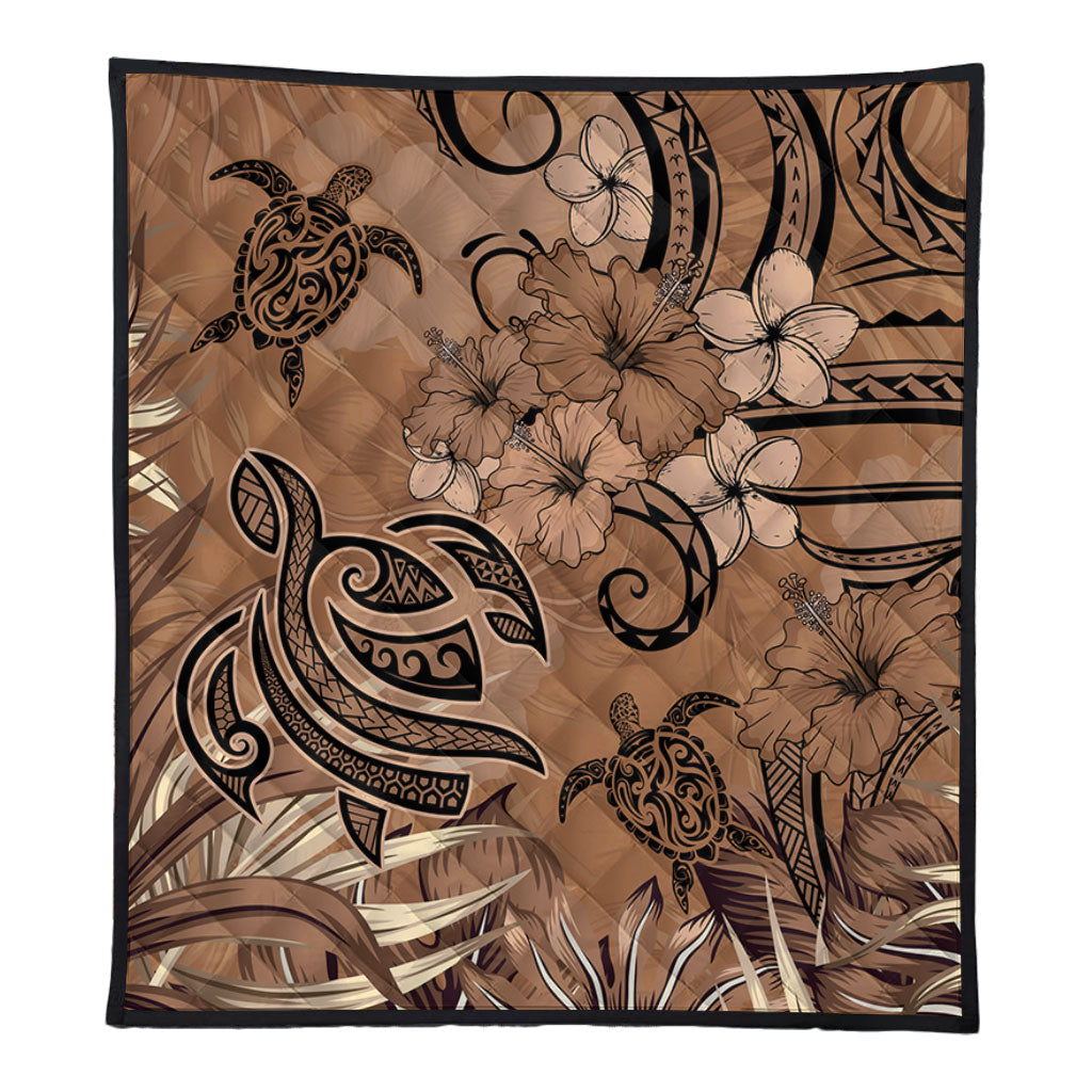 Hawaii Premium Quilt Polynesian Turtle Tattoo Tropical Elements