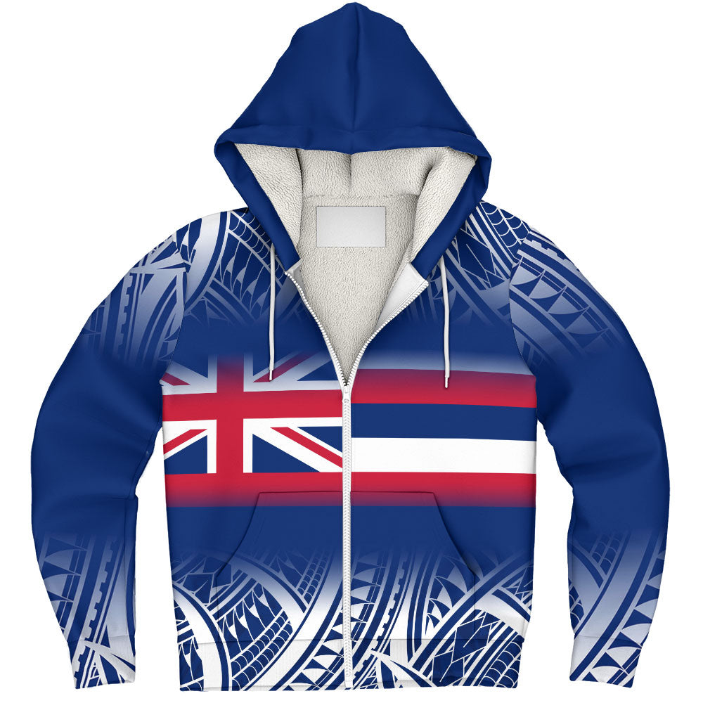Hawaii Sherpa Hoodie Polynesian Tribal Aloha Hawaii Flag