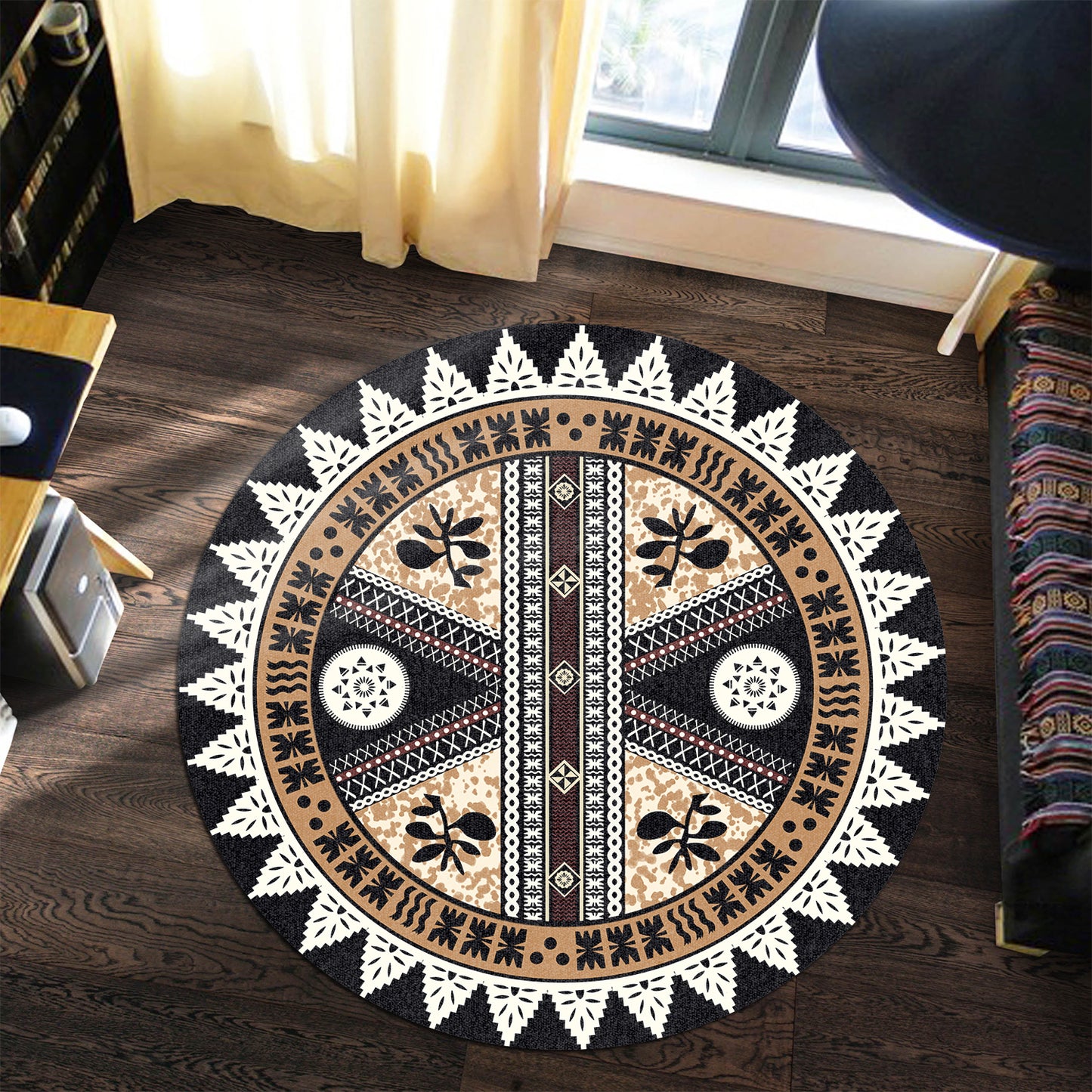 Fiji Round Rug - Fiji Pattern Masi Style Round Rugs