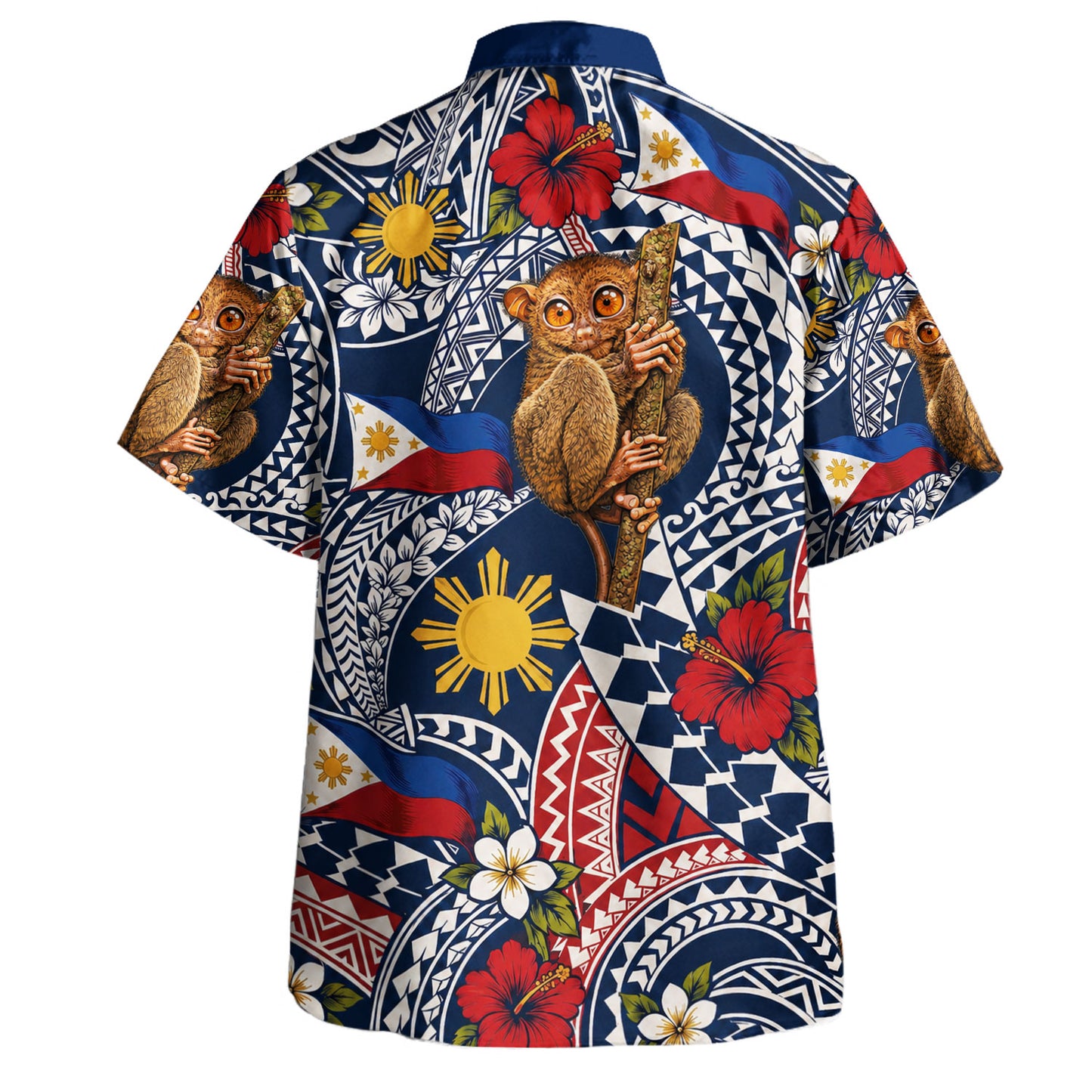 Philippines Filipinos Hawaiian Shirt Tarsier Monkey Sun Flag Floral Tribal Style