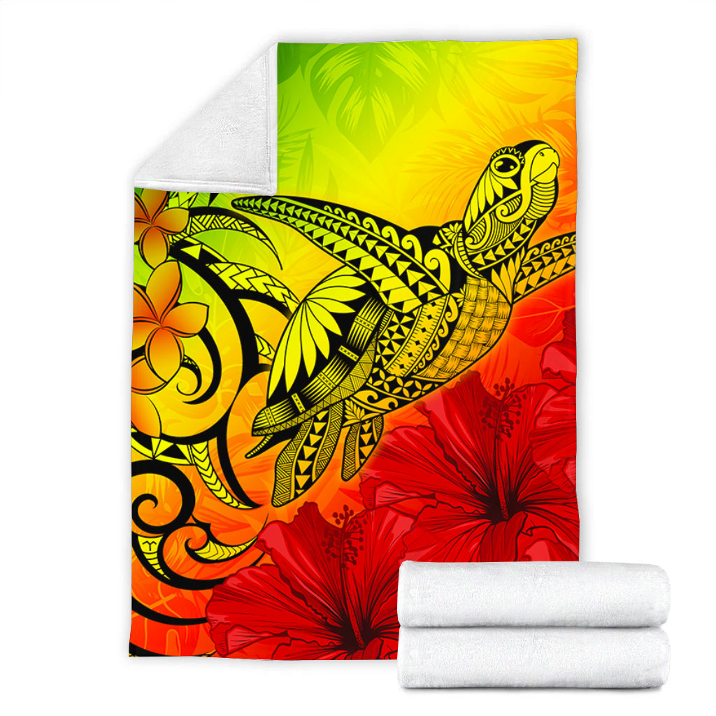 Hawaii Premium Blanket Tribal Polynesia Tropical Hibiscus Flower