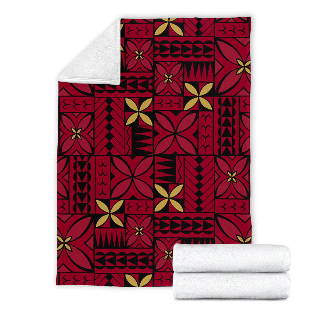 Samoa Premium Blanket Siapo Design Tribal Pattern Red