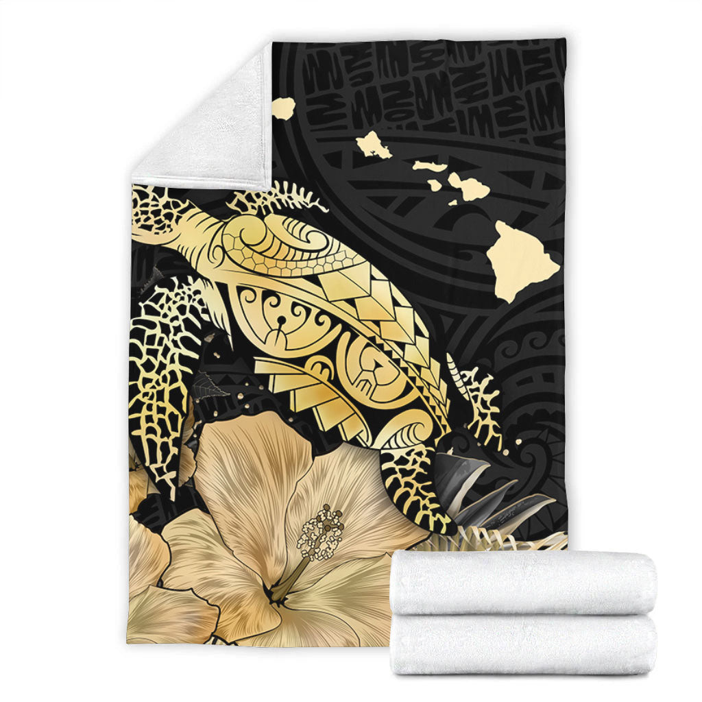 Hawaii Premium Blanket Turtle Hibiscus Gold