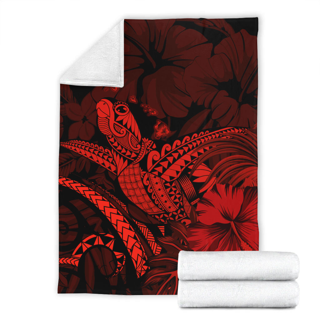 Hawaii Premium Blanket Turtle Polynesian With Hibiscus Flower
