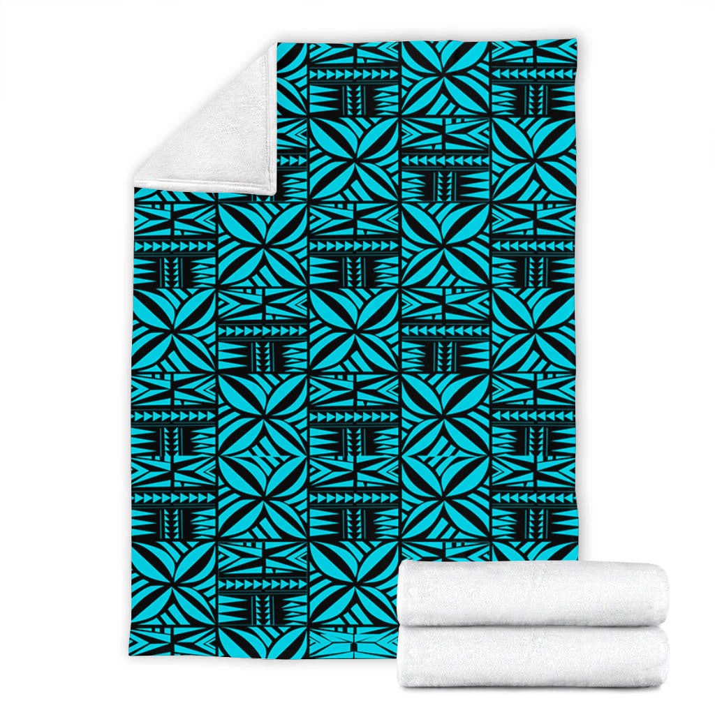 Samoa Premium Blanket Design Stretch Print Fabric Turquoise