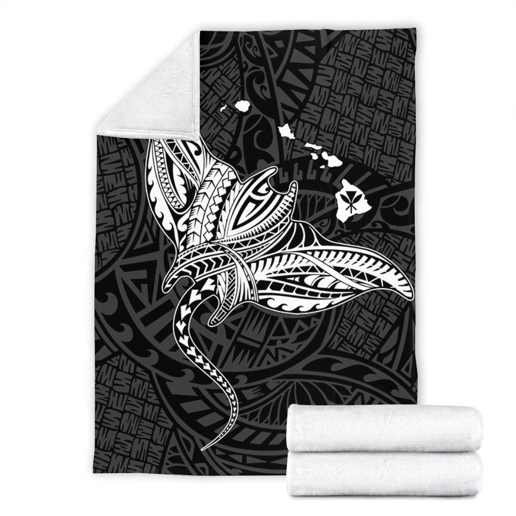 Hawaii Premium Blanket Hawaiian Map Polynesian Tribal Ray Tattoo