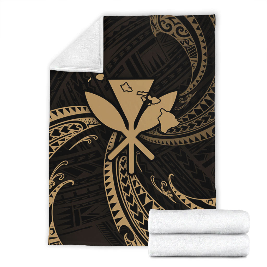 Hawaii Premium Blanket Kanaka Map Tribal Wave
