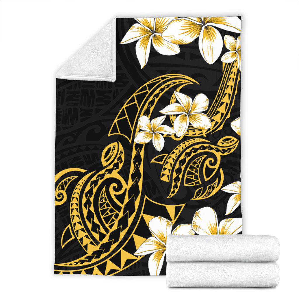 Hawaii Premium Blanket Polynesian Tribal Tattoo Plumeria Flower