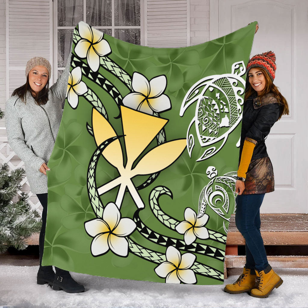 Hawaii Premium Blanket Kanaka And Turtle Map Plumeria Polynesia