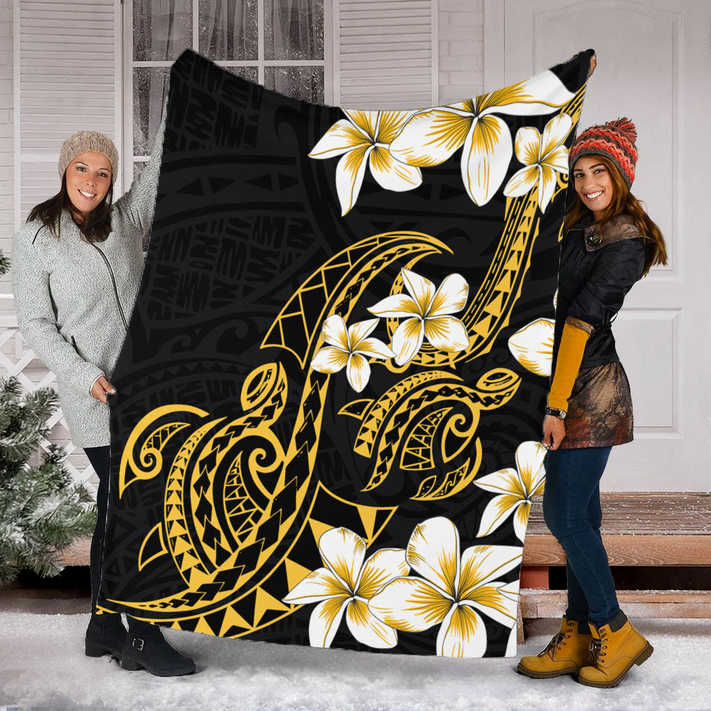 Hawaii Premium Blanket Polynesian Tribal Tattoo Plumeria Flower