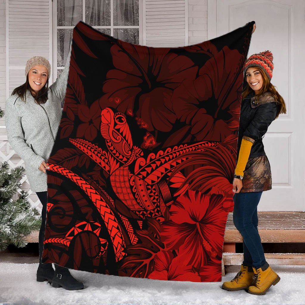 Hawaii Premium Blanket Turtle Polynesian With Hibiscus Flower