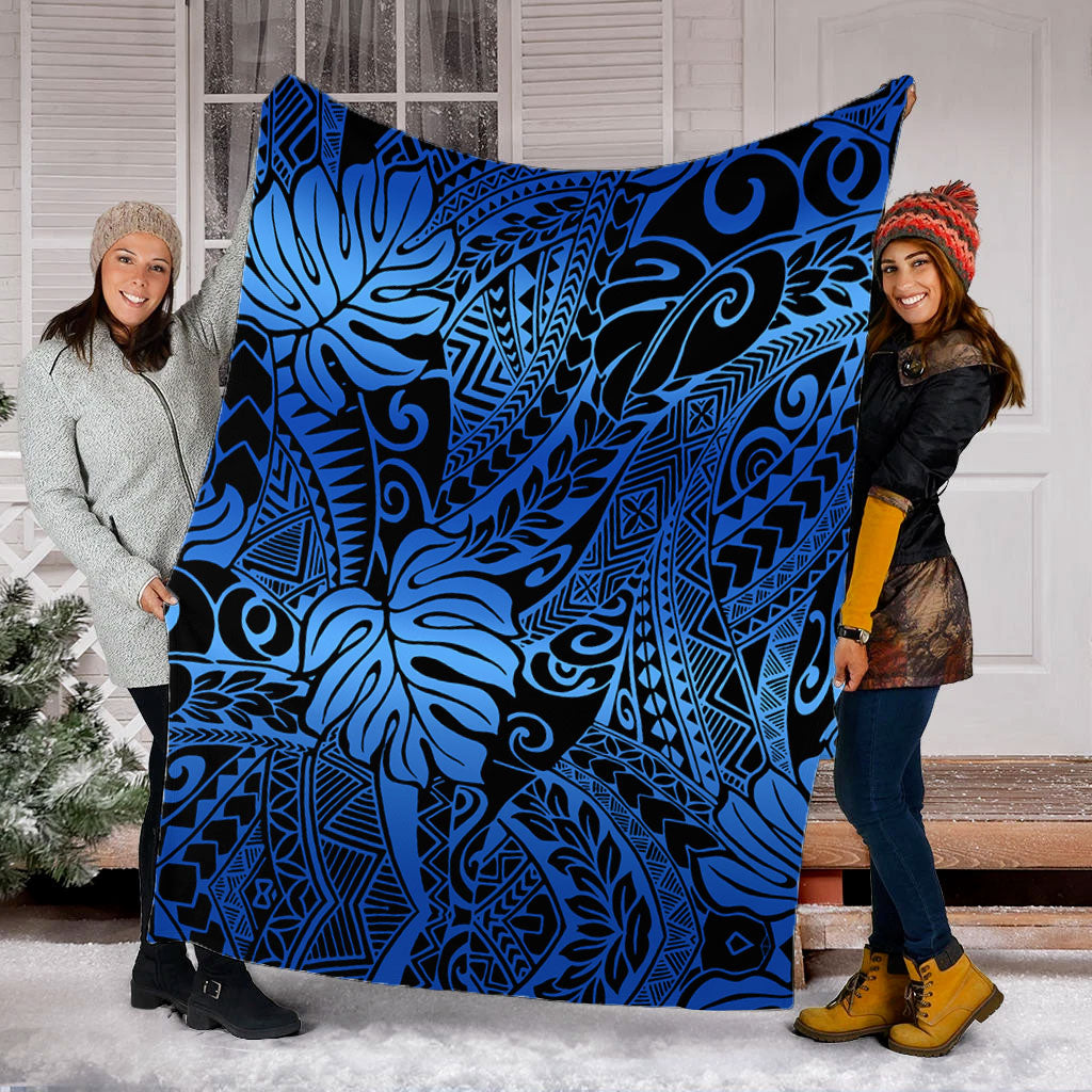 Hawaii Premium Blanket Tribal Polynesian Pattern Leaf