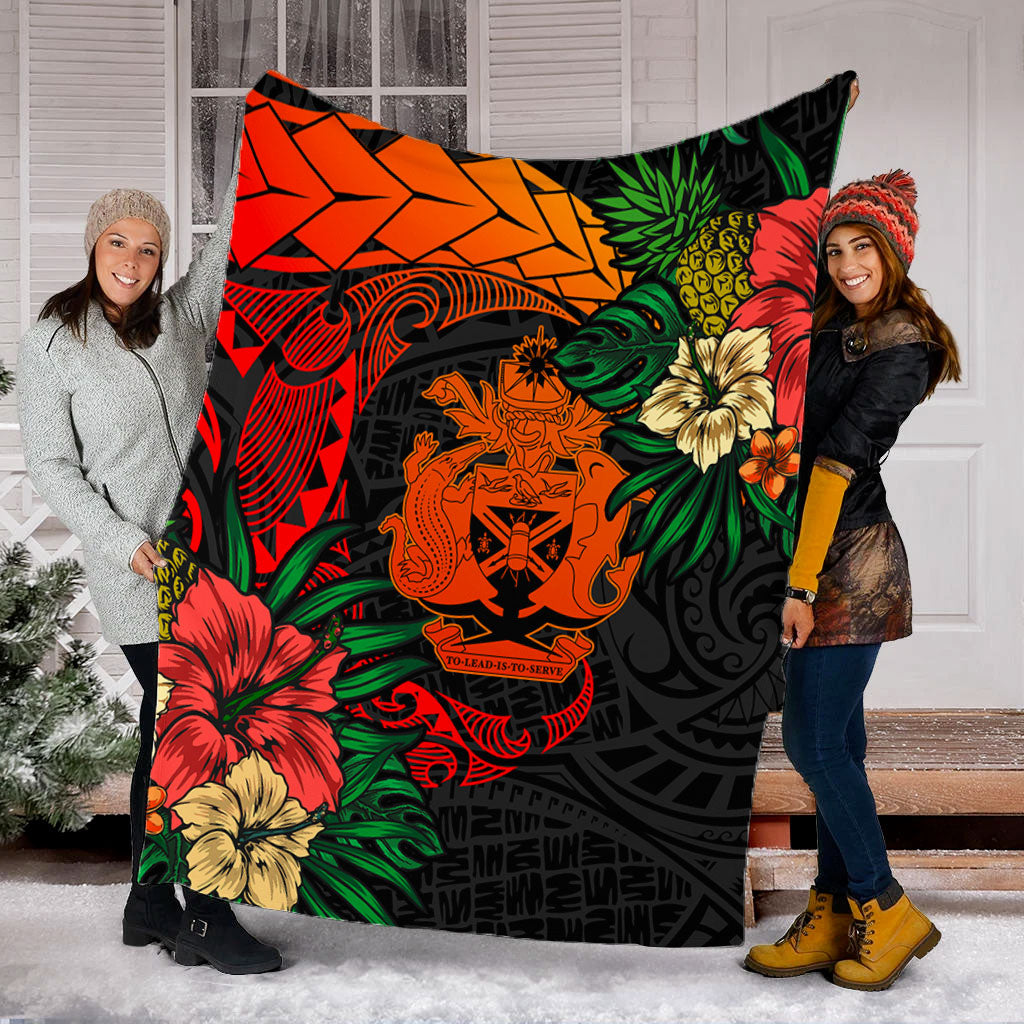 Solomon Islands Premium Blanket Polynesian Coat Of Arms Tropical