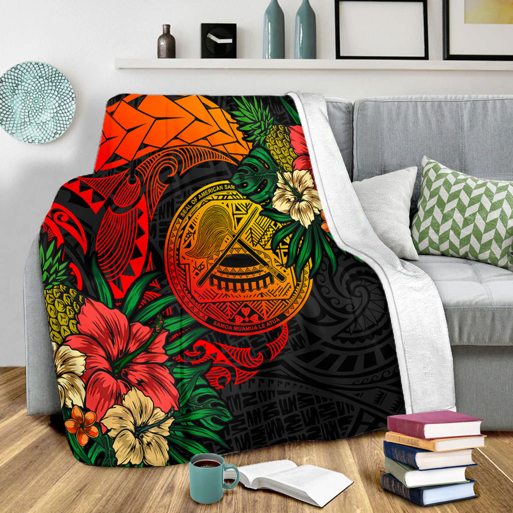 American Samoa Premium Blanket Polynesian Coat Of Arms Tropical