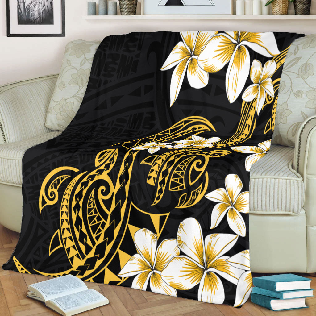 Hawaii Premium Blanket Polynesian Tribal Tattoo Plumeria Flower