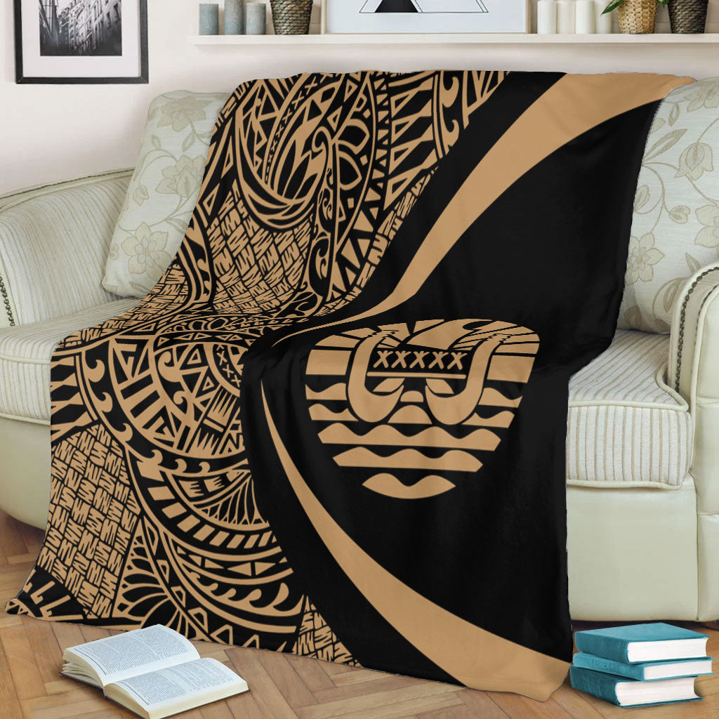 French Polynesia Premium Blanket Lauhala Gold Circle Style