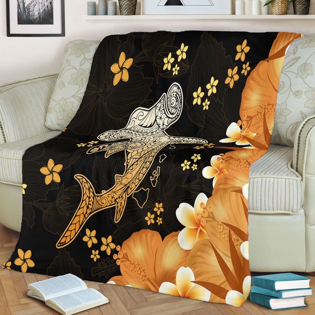 Hawaii Premium Blanket Tribal Polynesia Shark Tattoo