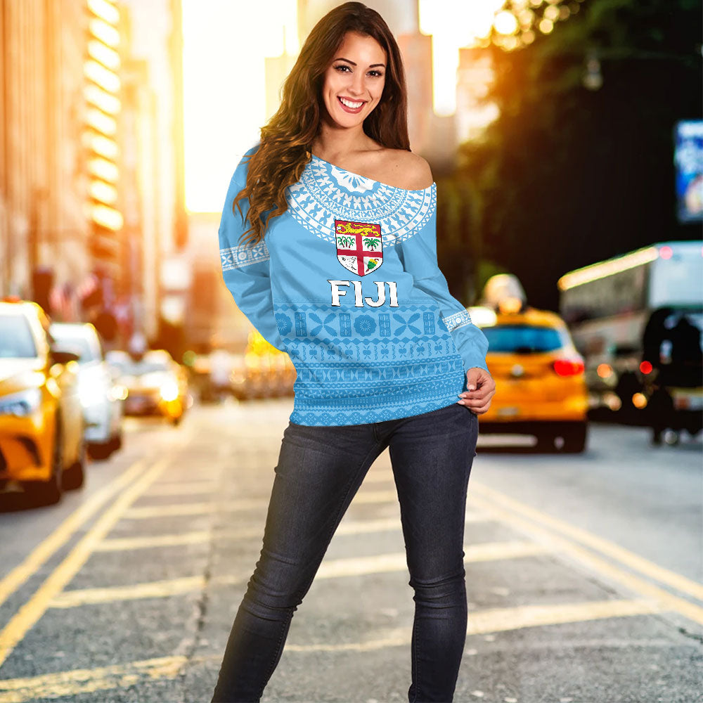 Fiji Off Shoulder Sweatshirt Bula Pattern Classic Style