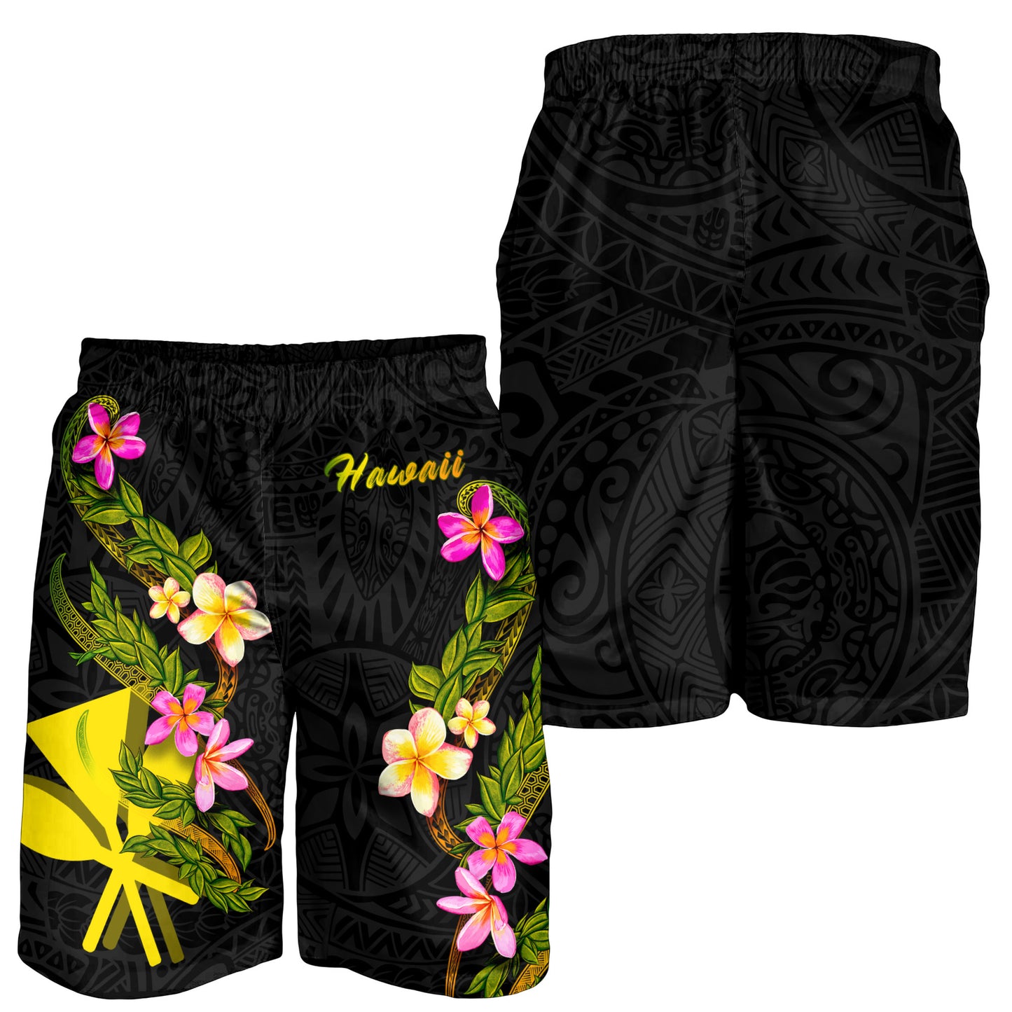 Hawaii Men Shorts Plumeria Tribal