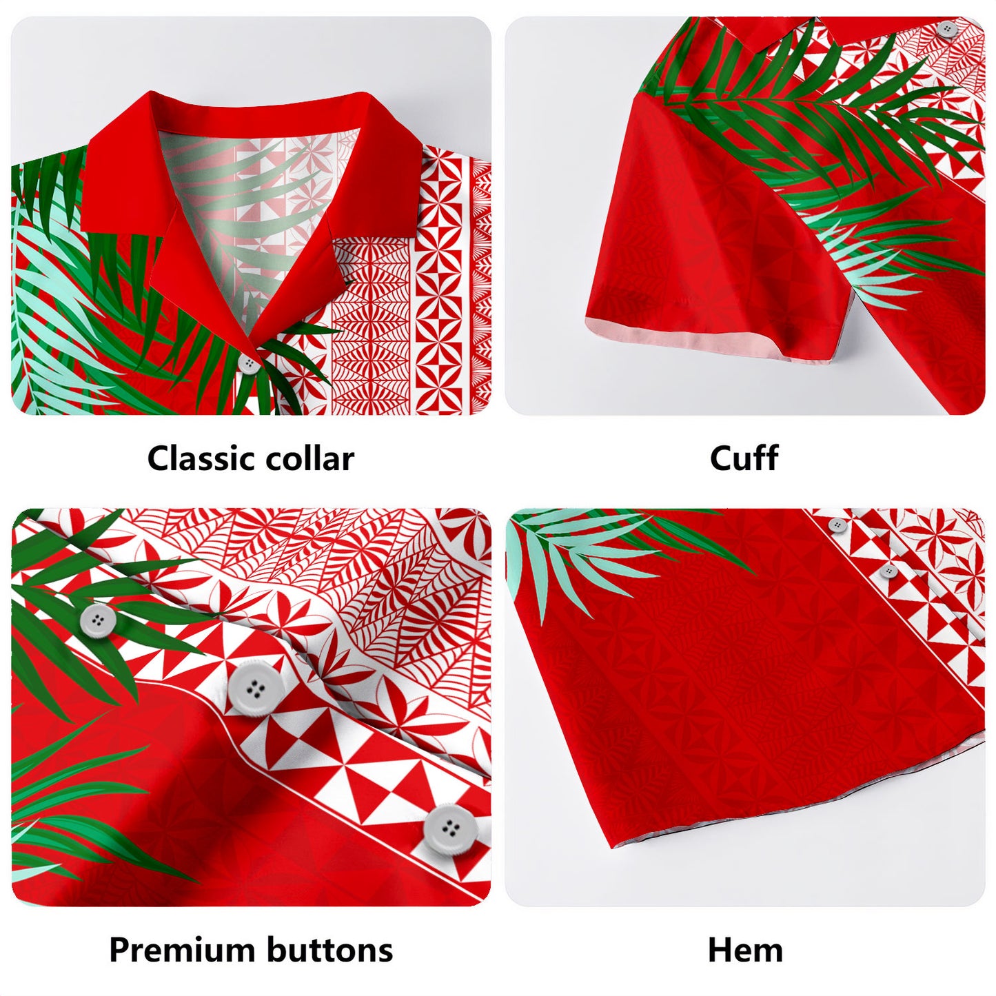Tonga Combo Puletasi And Shirt Ngatu Design Pattern Leaves