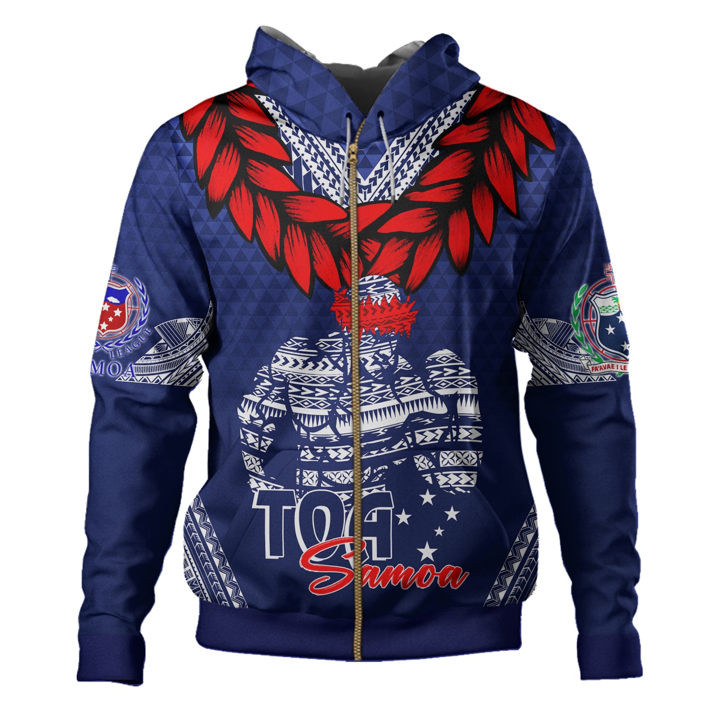 Personalised Toa Samoa Hoodie Ulafala Style Samoa Warriors