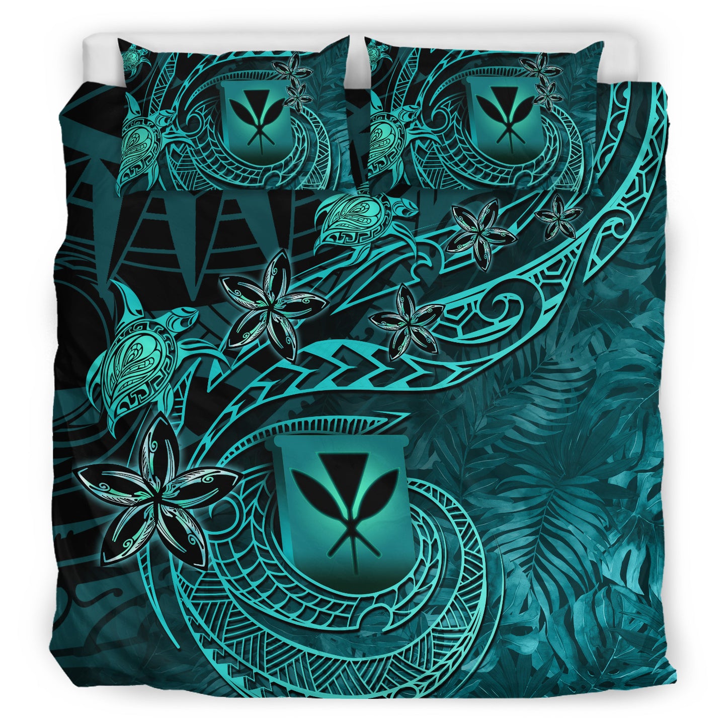 Hawaii Bedding Set Kanaka Maoli Tropical Leaves Polynesian Pattern